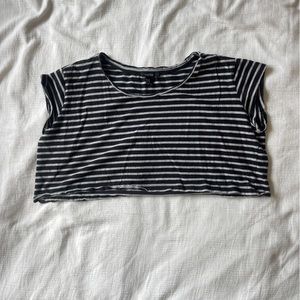 Gray and Black striped Crop Top